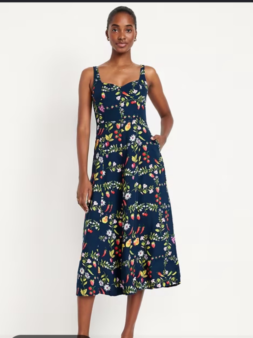 Old Navy Fit & Flare Sleeveless Linen Blend Midi Dress